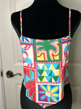 Japna Patchwork Tropical Handkerchief Crop Top S